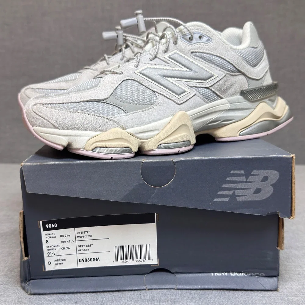 New Balance 9060 Grey Grey Pink Lifestyle Sneakers U9060GM Mens 8 Womens 9.5